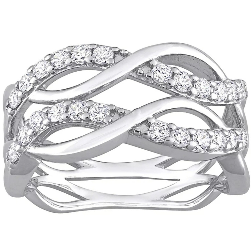 Stella Grace Sterling Silver Cubic Zirconia Crisscross Ring